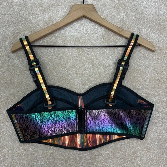 Dolls Kill Holographic Lace Crop Top - Picture 4 of 8